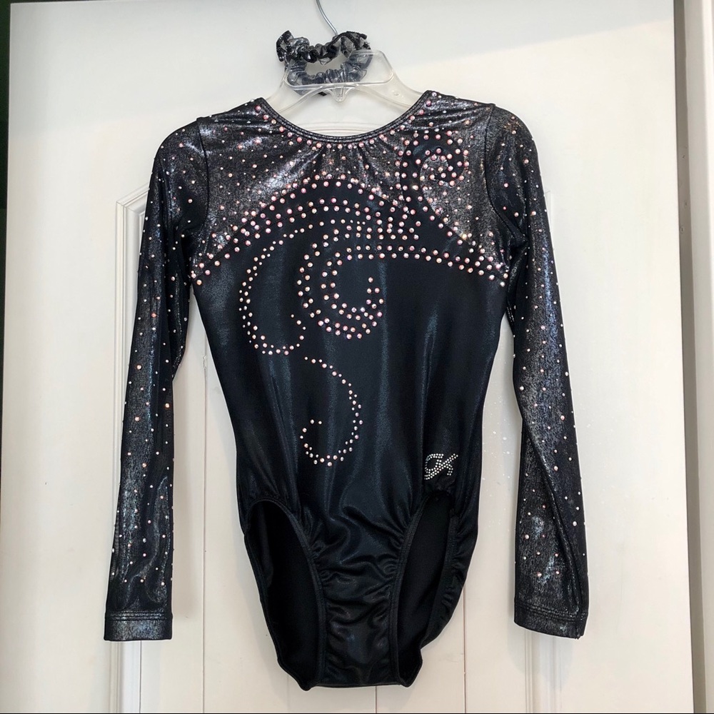 GK Black Rhinestones Leotard